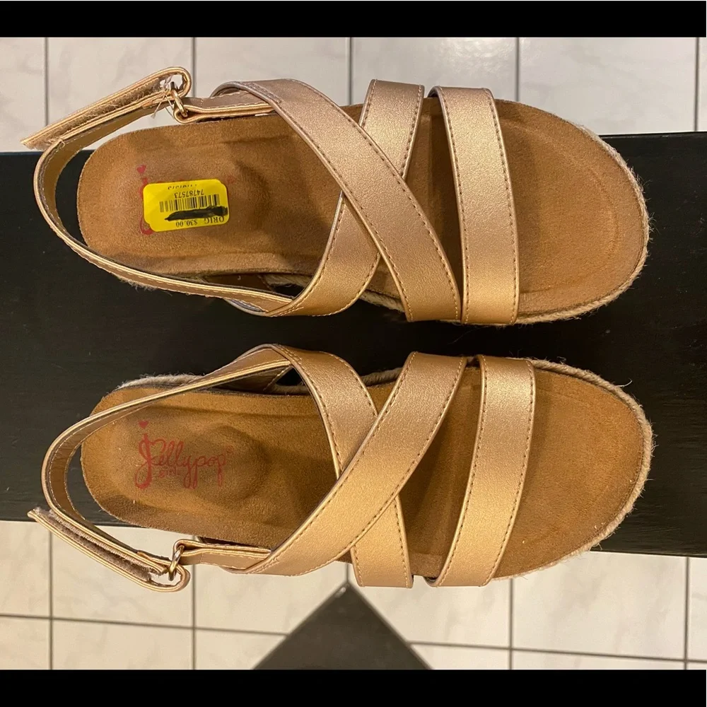 Jellypop Girls Light Gold Lanza Espadrille Platform Sandals - 1